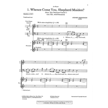 Whence Come You Shepherd Maiden by Hodkinson Sydney for SATB