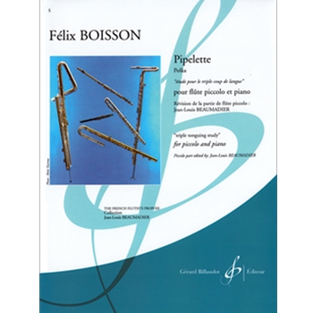 Pipelette Triple Tonguing Study for piccolo and piano by Boisson Felix for