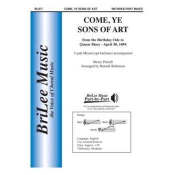 Come Ye Sons of Art by Purcell Henry - Robinson Russell L - for SAB and Piano