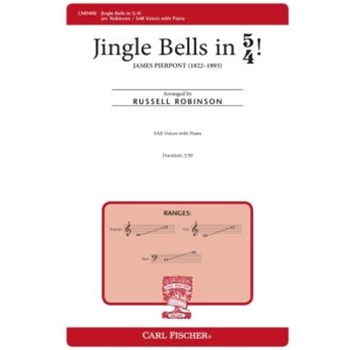 Jingle Bells in 5/4 by Pierpont James - Robinson Russell L - for SAB and Piano