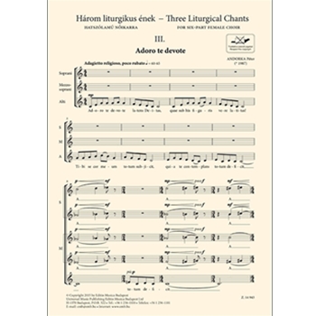 Three Liturgical Chants III. Adoro te devote for six-part female choir