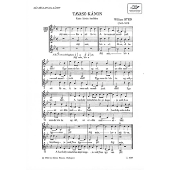 Tavasz-kanon ; Tolts a borbol Ket regi angol kanon