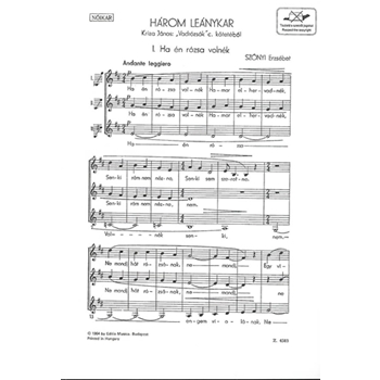 Harom leanykar (Three Female Choruses) Kriza Janos: Vadrozsak c. kotetebol
