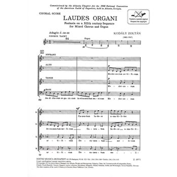 Laudes organi Fantasia on a 12th century sequence, for mixed voices and organ