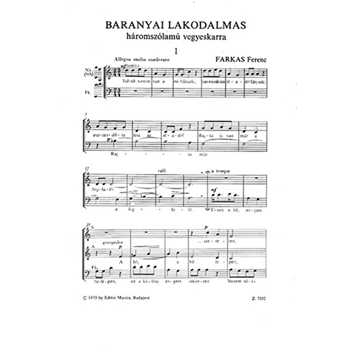 Baranyai lakodalmas. Wedding songs from Baranya for three-part mixed choir