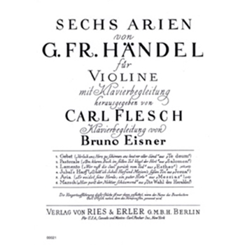 Lamento Aria for Violin and Piano by Handel George Frideric for