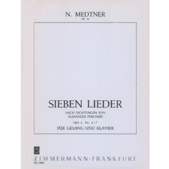 7 songs op. 52 Heft 2 based on poems by Puschkin by Medtner Nikolai for