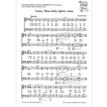 Come Thou Holy Spirit comeVocal score by Palestrina Giovanni Pierluigi da for SATB