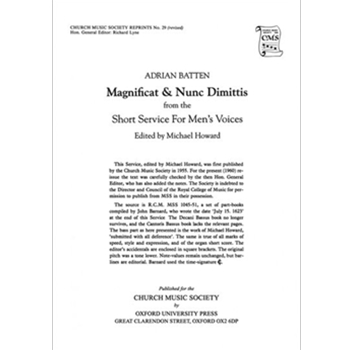 Magnificat and Nunc Dimittis from the Short ServiceVocal score by Batten Adrian for Men's Voices