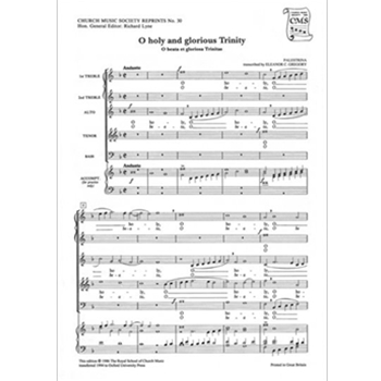 O holy and glorious Trinity (O beata et gloriosa Trinitas)Vocal score by Palestrina Giovanni Pierluigi da for SATB