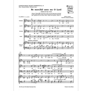 Be merciful unto me O LordVocal score by Blow John for SATB