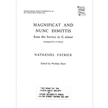 Magnificat and Nunc Dimittis (from Short Service in G minor)Vocal score by Patrick Nathaniel for SATB