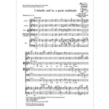 I beheld and lo a great multitudeVocal score by Blow John for SATB