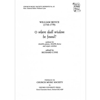 O where shall wisdom be found?Vocal score by Boyce William for SATB