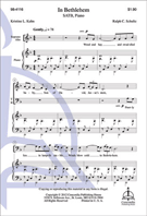 In Bethlehem by Schultz Ralph for SATB
