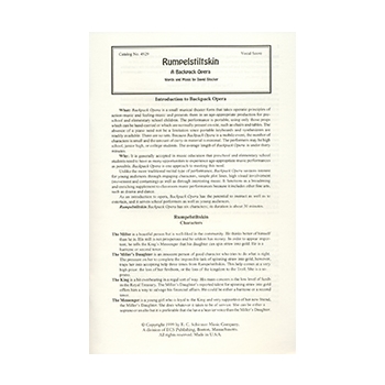 Rumpelstiltskin (from A Backpack Opera) (Vocal Score)