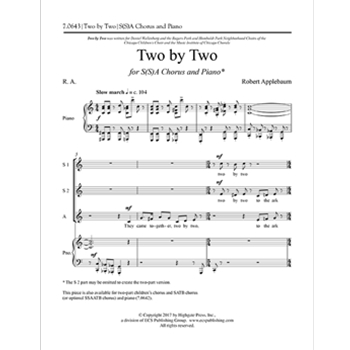 Two by Two by Applebaum Robert for SSA and Piano