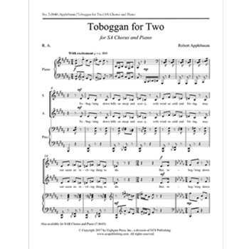 Toboggan for Two by Applebaum Robert for SA and Piano