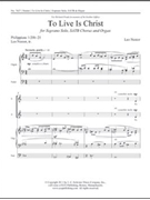 To Live Is Christ by Nestor Leo for Soprano Solo SATB
