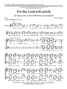 For the Lord Will Satisfy for