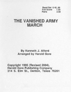 Vanished Army by Alford Kenneth J - Gore Harold R - for Concert March