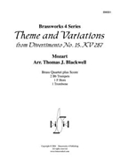 Theme & Variations from Divertimento No 15 K287 by Mozart Wolfgang Amadeus - Blackwell Thomas - for Brass Quartet