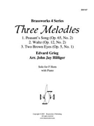 3 Melodies by Grieg Edvard - Hilfiger John Jay - for Horn Solo