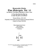 2 Madrigals Vol.10 by Morley - McDuffie - for Brass Quartet