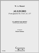 Allegro from Quartet No. 4 in C K. 157 by Mozart Wolfgang Amadeus - Girtmon Paxton - for Clt. Quartet