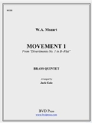 Divertimento #1 In B-flat by Mozart Wolfgang Amadeus - Gale Jack - for Brass Quintet