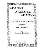 Adagio Allegro and Adagio by Mozart Wolfgang Amadeus - Jeurissen Herman - for Horn Ens.