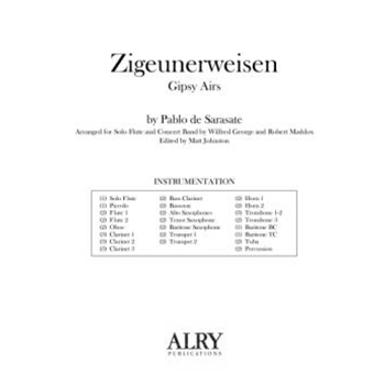 Zigeunerweisen for Solo Flute and Concert Band (Full Score ONLY)