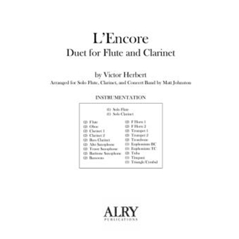 L'Encore for Flute, Clarinet and Concert Band (Full Score ONLY)