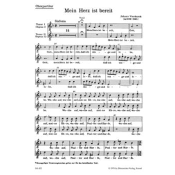 Mein Herz ist bereit -choral score fur Frauen- oder Mannerstimmen (Tenore)- by Fourdanck Johann for 2SSolo/2TS