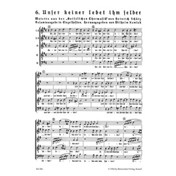 Unser keiner lebet ihm selber SWV 374 -Motette- (Nr. 6 aus "Geistliche Chormusik" (1648)) by Schutz Heinrich for Mixed Choir