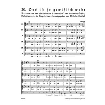 Das ist je gewi?lich wahr SWV 388 -Motet- (no. 20 from "geistliche Chormusik 1648") by Schutz Heinrich for Mixed Choir