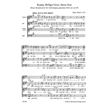 Komm Heiliger Geist op. 6/2III (1933) -Kleine Choralmotette- by Distler Hugo for Mixed Choir