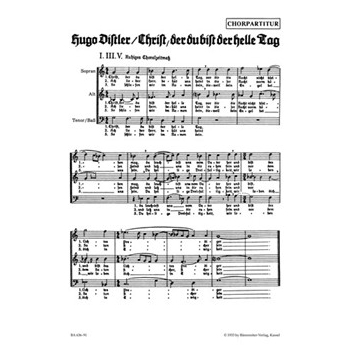 Christ der du tot der helle Tag Nr. 1 op. 6 (1933) -Kleine geistliche Abendmusik- by Distler Hugo for Mixed Choir