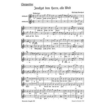 Jauchzet dem Herrn alle Welt -Geistliches Konzert- by Bernhard Christoph for 2SSolo or