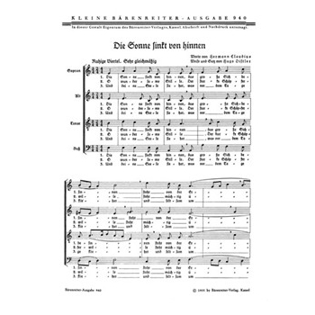 Die Sonne sinkt von hinnen (1935) -Liedsatz- by Distler Hugo for Mixed Choir