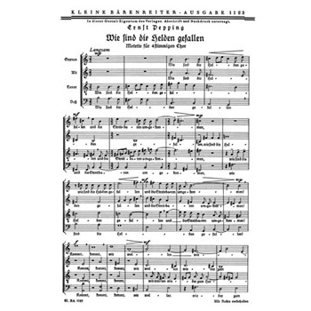 Wie sind die Helden gefallen -Motette- by Pepping Ernst for Mixed Choir