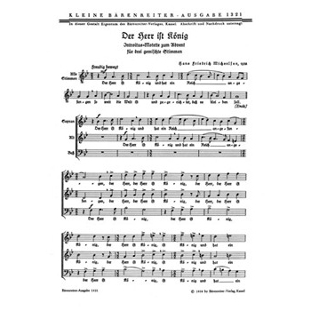 Der Herr ist Konig und hat ein Reich (1938) -Introitus-Motette zum Advent- by Micheelsen Hans Fri for Mixed Choir