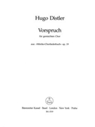 Vorspruch "Wer die Musik sich erkiest" op. 19 (from the "Morike-Chorliederbuch" Part 1) by Distler Hugo for Mixed Choir