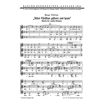 Jesus Christus Gestern und heute (1939) -Kleine Motette- by Distler Hugo for Female cho