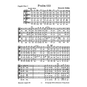 Psalms Of David #122 Chorus Pts by Schutz Heinrich for SATB