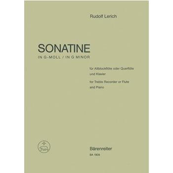Sonatine fur Altblockflote oder Querflote und Klavier g-Moll by Lerich Rudolf for Recorder-A