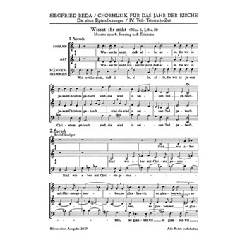 Wisset ihr nicht dass alle die wir in Jesum Chrsistum getauft sind -Motette zum 6. Sonntag nach Tr by Reda Siegfried for Mixed Choir