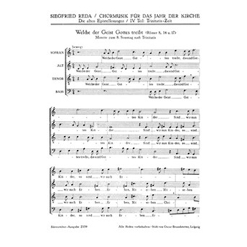Welche der Geist Gottes treibt -Epistelmotette fur den 8. Sonntag nach Trinitatis- by Reda Siegfried for Mixed Choir