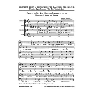 Denn es ist hier kein Unterschied -Epistelmotette fur den 13. Sonntag nach Trinitatis- by Reda Siegfried for Mixed Choir