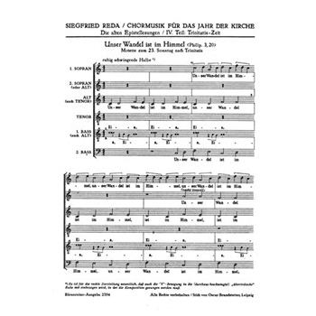 Unser Wandel ist im Himmel -Epistelmotette zum 23. Sonntag nach Trinitatis- by Reda Siegfried for Mixed Choir